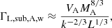 $$ \begin{aligned} \Gamma _{\rm L,sub,A,w} \approx \frac{V_{\rm A} M_{\rm A}^{8/3}}{k^{-2/3}L^{1/3}} ,\end{aligned} $$