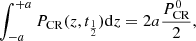 $$ \begin{aligned} \int _{-a}^{+a} P_{\rm CR}(z,t_\frac{1}{2}) {\mathrm{d}z} = 2 a \frac{P_{\rm CR}^0}{2} ,\end{aligned} $$