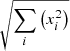 $ \sqrt{\sum_{i}\left(x_{i}^{2}\right)} $