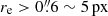 $ r_{\mathrm{e}} > {0{{\overset{\prime\prime}{.}}}6} \sim {5}\,\mathrm{px} $