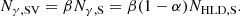 $$ \begin{aligned} N_{\gamma ,\mathrm{SV}}=\beta N_{\gamma ,\mathrm{S}}=\beta (1-\alpha )N_{\rm HLD,S} .\end{aligned} $$