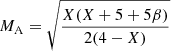 $$ \begin{aligned} M_{\rm A} = \sqrt{\frac{X(X + 5 +5\beta )}{2(4-X)}} \end{aligned} $$
