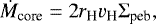 \begin{equation*} \dot{M}_{\textrm{core}} = 2 r_{\textrm{H}} v_{\textrm{H}} \Sigma_{\textrm{peb}}, \end{equation*}