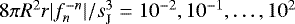 Mathematical equation: $8\pi R^2r|f_{n}^{-n}|/s_{\mathrm{J}}^3=10^{-2},10^{-1},\ldots, 10^2$