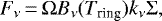 Mathematical equation: \begin{equation*} F_{\nu} \,{=}\, \Omega B_{\nu}(T_{\textrm{ring}}) k_{\nu} \Sigma, \end{equation*}