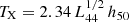 $ T_{\mathrm{X}}=2.34\,L_{44}^{1/2}\,h_{50} $