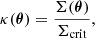 $$ \begin{aligned} \kappa (\boldsymbol{\theta })=\frac{\Sigma (\boldsymbol{\theta })}{\Sigma _{\rm crit} }, \end{aligned} $$