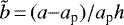 $\tilde{b}\,{=}\,(a{-}a_{\textrm{p}})/a_{\textrm{p}} h$