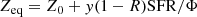 $$ \begin{aligned} Z_{\rm eq}=Z_{0}+{ y}(1-R)\mathrm{SFR}/\Phi \end{aligned} $$
