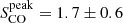 $ S_{\mathrm{CO}}^{\mathrm{peak}}=1.7\pm0.6 $