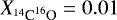$X_{^{14}\textrm{C}^{16}\textrm{O}} =0.01$