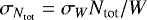 $\sigma_{N_{\textrm{tot}}} = \sigma_W N_{\textrm{tot}}/W$