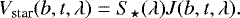 \begin{equation*} V_{\textrm{star}}(b, t, \lambda) = S_{\star}(\lambda)J(b, t, \lambda).\end{equation*}