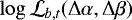 $\log{\mathcal{L}_{b, t}}(\Delta\alpha, \Delta\beta)$