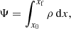 Mathematical equation: $$ \begin{aligned} \Psi = \int ^{x_{\rm f}}_{x_0}{ \rho \, \mathrm{d}x}, \end{aligned} $$
