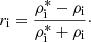 Mathematical equation: $$ \begin{aligned} r_{\rm i} = \frac{\rho ^{*}_{\rm i} - \rho _{\rm i}}{\rho ^{*}_{\rm i} + \rho _{\rm i}}\cdot \end{aligned} $$