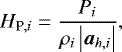 \begin{equation*} H_{\textrm{P}, i} = \frac{P_{i}}{\rho_{i} \left|\vec a_{h, i}\right|},\end{equation*}