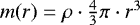 $m(r) = \rho \cdot \frac{4}{3}\pi \cdot r^3$