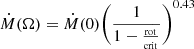 $$ \begin{aligned} \dot{M}(\Omega ) = \dot{M}(0) \Bigg (\frac{1}{1-\frac{_{\mathrm{rot} }}{_{\mathrm{crit} }}} \Bigg ) ^{0.43} \end{aligned} $$