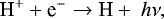 \begin{equation*} \textrm{H}^&#x002B; &#x002B; \textrm{e}^- \rightarrow \textrm{H} &#x002B;\ {h}\nu, \end{equation*}
