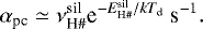 \begin{equation*} \alpha_{\textrm{pc}} \simeq \nu^{\textrm{sil}}_{\textrm{H}{{\#}}} {\textrm{e}}^{-E^{\textrm{sil}}_{\textrm{H}{{\#}}}/kT_{\textrm{d}}} \ \textrm{s}^{-1}. \end{equation*}