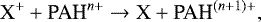 \begin{equation*} \mathrm{X}^&#x002B; &#x002B; \textrm{PAH}^{n&#x002B;} \rightarrow\mathrm{X} &#x002B; \textrm{PAH}^{(n&#x002B;1)&#x002B;}, \end{equation*}