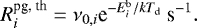\begin{equation*} R^{\textrm{pg, th}}_i=\nu_{0,i} {\textrm{e}}^{-E^{\textrm{b}}_i/kT_{\textrm{d}}} \ \textrm{s}^{-1}. \end{equation*}