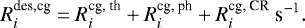\begin{equation*} R^{\textrm{des,cg}}_i = R^{\textrm{cg, th}}_i&#x002B;R^{\textrm{cg, ph}}_i &#x002B;R^{\textrm{cg, CR}}_i \ \textrm{s}^{-1}. \end{equation*}