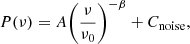 $$ \begin{aligned} P(\nu ) = A\bigg (\frac{\nu }{\nu _{0}} \bigg )^{-\beta } + C_{\rm noise}, \end{aligned} $$