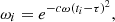 $$ \begin{aligned} \omega _{i} = e^{-c\omega (t_{i}-\tau )^2}, \end{aligned} $$