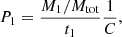 $$ \begin{aligned} P_{1}=\frac{M_{1}/M_{\mathrm{tot} }}{t_{1}}\frac{1}{C}, \end{aligned} $$