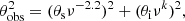 $$ \begin{aligned} \theta _{\rm obs}^2=(\theta _{\rm s}\nu ^{-2.2})^2 + (\theta _{\rm i}\nu ^k)^2, \end{aligned} $$
