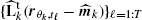 $ \{\widehat{\mathbf{L}}_{k}^{\mathrm{t}}(\boldsymbol{r}_{\theta_k,t_\ell}-\widehat{\boldsymbol{m}}_k)\}_{\ell=1:T} $