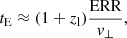 $$ \begin{aligned} t_{\rm E} \approx (1+z_{\rm l}){\mathrm{ERR} \over {{ v}_{\perp }}}, \end{aligned} $$