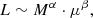 $$ \begin{aligned} L \sim M^{\alpha } \cdot \mu ^{\beta }, \end{aligned} $$