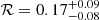 $ \mathcal{R} = {0.17}^{+0.09}_{-0.08} $