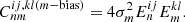 $$ \begin{aligned} C^{ij, kl (m-\mathrm{bias})}_{nm}=4\sigma _{m}^2 E_{n}^{ij} E_{m}^{kl}. \end{aligned} $$