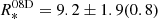 $ R^{\mathrm{08D}}_{*} = 9.2\pm1.9(0.8) $