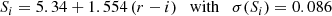 $$ \begin{aligned} S_{i}&= 5.34+1.554\,(r-i) \quad \mathrm{with} \quad \sigma (S_{i}) = 0.086 \end{aligned} $$