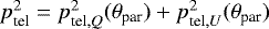 $p_{\textrm{tel}}^2 \;{=}\; p_{\textrm{tel},{Q}}^2(\theta_{\textrm{par}}) &#x002B; p_{\textrm{tel},{U}}^2(\theta_{\textrm{par}})$