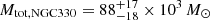 $ M_{\mathrm{tot,NGC330}} = 88^{+17}_{-18} \times 10^3 \,M_{\odot} $