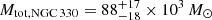 $ M_{\mathrm{tot,NGC\,330}} = 88^{+17}_{-18} \times 10^3 \,M_{\odot} $