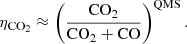 $$ \begin{aligned} \eta _{\mathrm{CO}_2} \approx \left(\frac{\mathrm{CO}_2}{\mathrm{CO}_2+\mathrm{CO}}\right)^{\mathrm{QMS}}. \end{aligned} $$