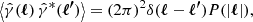 $$ \begin{aligned} \left\langle \hat{\gamma }({\boldsymbol{\ell }})\,\hat{\gamma }^{*}({\boldsymbol{\ell ^{\prime }}})\right\rangle = (2\pi )^{2}\delta ({\boldsymbol{\ell }}-{\boldsymbol{\ell ^{\prime }}})P(|{\boldsymbol{\ell }}|), \end{aligned} $$