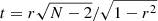 $ t=r\sqrt{N-2}/\sqrt{1-r^2} $