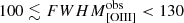 $ 100 \lesssim {FWHM}_{\mathrm{[OIII]}}^{\mathrm{obs}} < 130 $