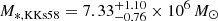 $ M_{\ast, \mathrm{KKs58}} = 7.33^{+1.10}_{-0.76} \times 10^6\,M_\odot $