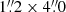 $ 1{{\overset{\prime\prime}{.}}}2\times 4{{\overset{\prime\prime}{.}}}0 $