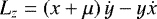 $L_z = \left(x &#x002B; \mu\right) \dot{y} - y \dot{x}$