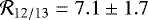 $\mathcal{R}_{12/13} = 7.1\pm 1.7$